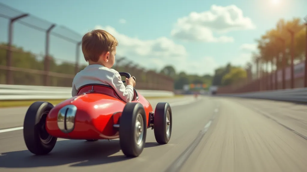 Soap box car racing down track