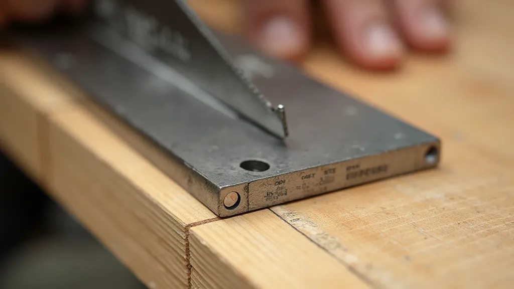Carpenter's square marking a line on wood